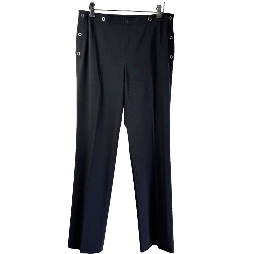 ETCETERA Women Black High Waist Snaps Lined Trousers Pants Sz 4